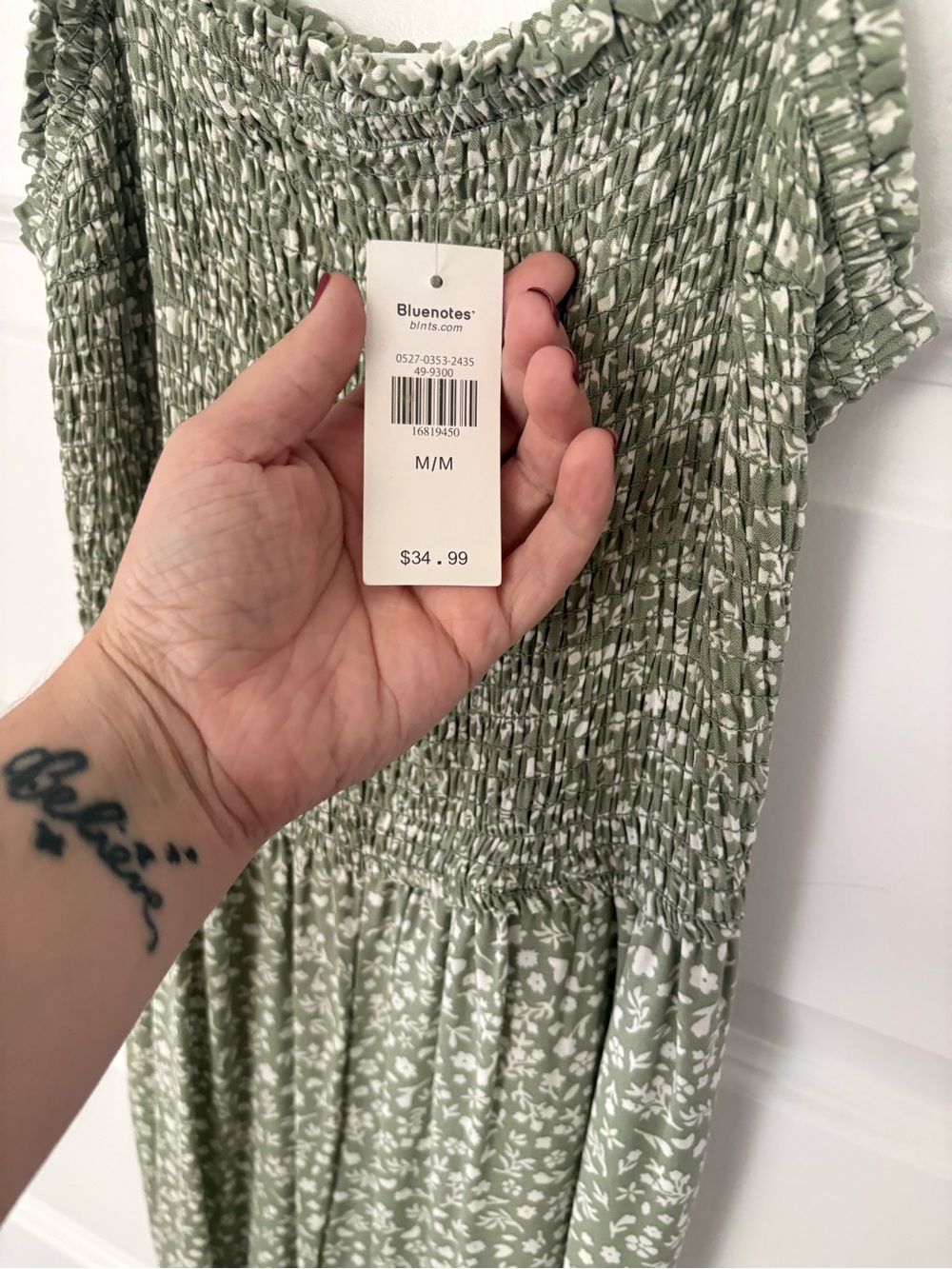 Bluenotes Sage Green Floral Smocked Wide-Leg Jumpsuit - Picture 3 of 6